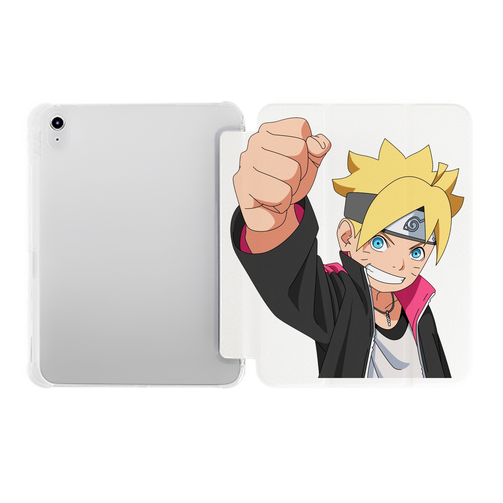 （画像用） NARUTO -ナルト- うずまき ボルト Uzumaki Boruto IPad ケース ペン収納付き 三つ折りスタンド PUレザー×シリコン 対応機種9.5/10.5/10.9インチ